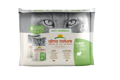 HOLISTIC FUNCTIONAL CATS MULTI PACK 6X70G X 10 ANTI-HAIRBALL WITH BEEF AND ANTI-HAIRBALL WITH CHICKEN