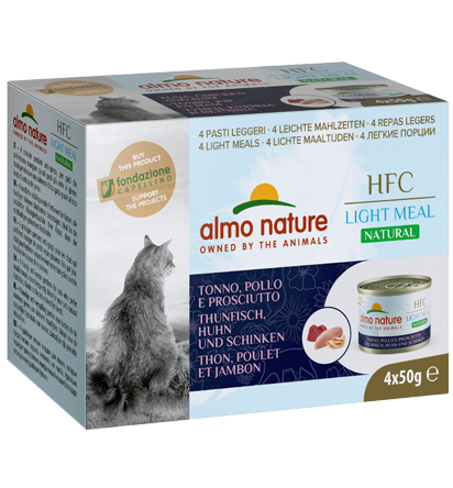 HFC NATURAL LIGHT MEAL CAT MEGA PACK 4X50G X 12 TUNA WITH CHICKEN AND HAM