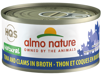 HQS NATURAL CAT 24X70 G TUNA AND CLAMS IN BROTH