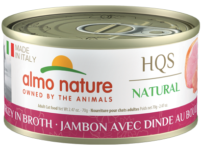HQS NATURAL CAT MADE IN ITALY 24X70 G HAM WITH TURKEY IN BROTH