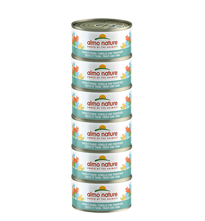 ALMO NATURE JELLY CATS M MEGA 6X70G X18 TROUT AND TUNA