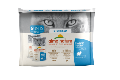 HOLISTIC FUNCTIONAL CATS MULTI PACK 6X70G X 10 STERILISED WITH COD AND STERILISED WITH CHICKEN