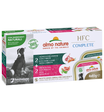 HFC COMPLETE DOGS 4X85 GX18 MULTI PACK COMPLETE ICELANDIC LAMB WITH CARROTS-HAM WITH PEAS