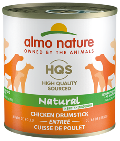 HQS NATURAL DOG 12X280 G CHICKEN DRUMSTICK ENTREE' IN BROTH