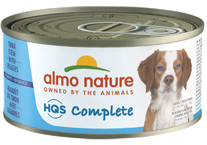 Watch your furry friend flourish on Almo Nature’s HQS Complete Tuna Stew with Veggies Grain-Free Canned Dog Food. Featuring all-natural, flaked tuna as the first ingredient, along with chick